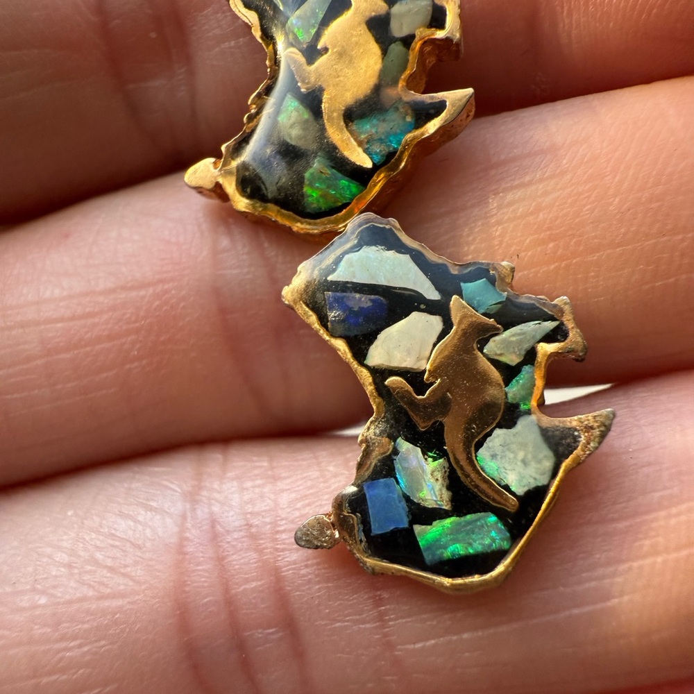Vintage Inlaid Genuine Opal Cufflinks